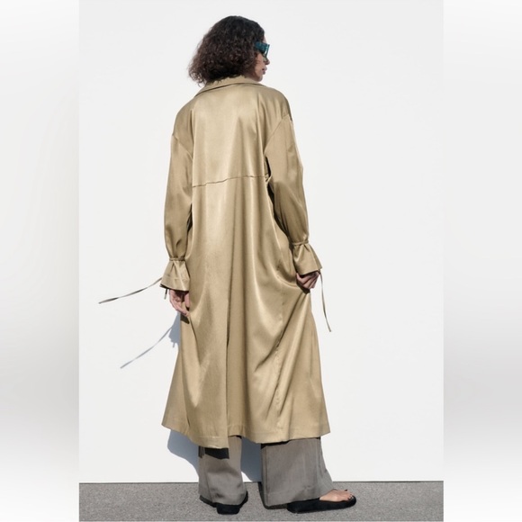 Zara Wrinkle Look Flowy Trench Coat - Picture 6 of 14